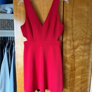 Cut-out Red Sleeveless Dress